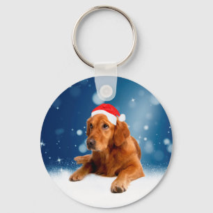 Weihnachten Niedlich Golden Retriever Hund Weihnac Schlüsselanhänger