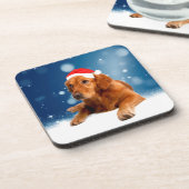 Weihnachten Niedlich Golden Retriever Hund Weihnac Untersetzer (Linke Seite)