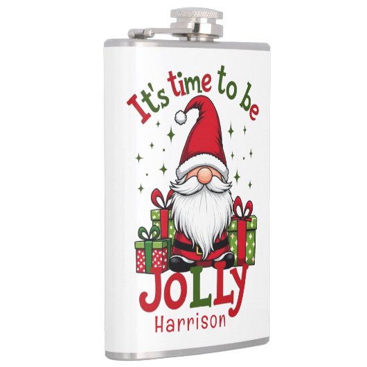 Weihnachten Niedlich Jolly Santa Personalisiert Na Flachmann (Rechts)