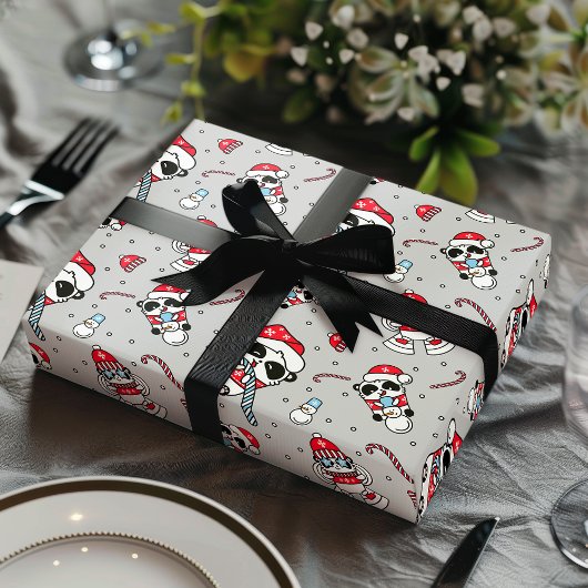Weihnachten Niedlich Panda mit Candy Cane Geschenkpapier