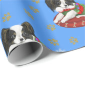 Weihnachten Niedlich Papillon Gold Paws Muster Geschenkpapier (Rolleneckpunkt)
