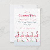 Weihnachten Niedlich Pink Flamingo Einladung (Vorderseite)