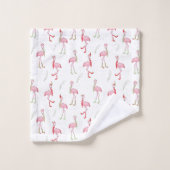Weihnachten Niedlich Pink Flamingo Muster Badhandtuch Set (Waschlappen)