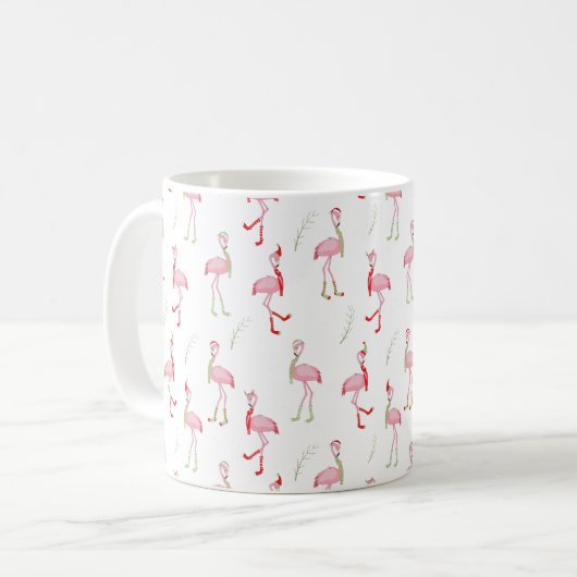 Weihnachten Niedlich Pink Flamingo Muster Kaffeetasse (Vorderseite Links)