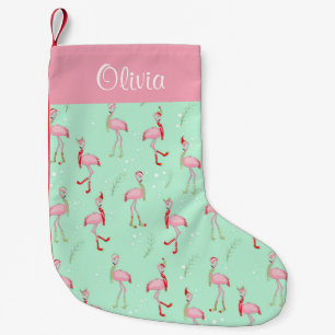 Weihnachten Niedlich Pink Flamingo Muster Kleiner Weihnachtsstrumpf