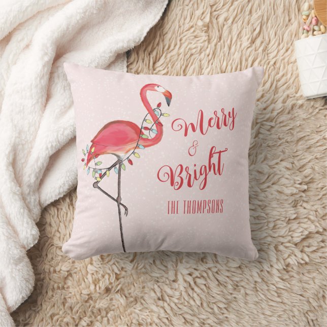 Weihnachten Niedlich Pink Flamingo Personalisiert Kissen (Decke)