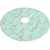 Weihnachten Niedlich Pink Flamingo Polyester Weihnachtsbaumdecke (Schrägansicht)