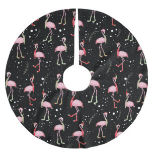 Weihnachten Niedlich Pink Flamingo Polyester Weihnachtsbaumdecke