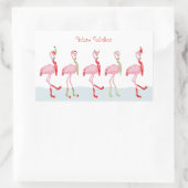 Weihnachten Niedlich Pink Flamingo Rechteckiger Aufkleber (Tasche)