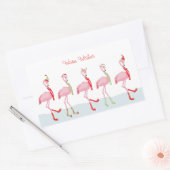 Weihnachten Niedlich Pink Flamingo Rechteckiger Aufkleber (Umschlag)