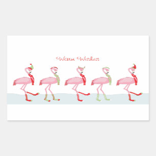 Weihnachten Niedlich Pink Flamingo Rechteckiger Aufkleber