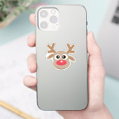 Weihnachten Niedlich Reindeer Cartoon Roter Skript Aufkleber (Telefon)