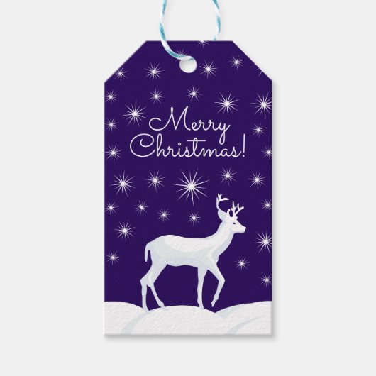 Weihnachten Niedlich Reindeer Snow Night Star Sky Geschenkanhänger (Vorderseite)