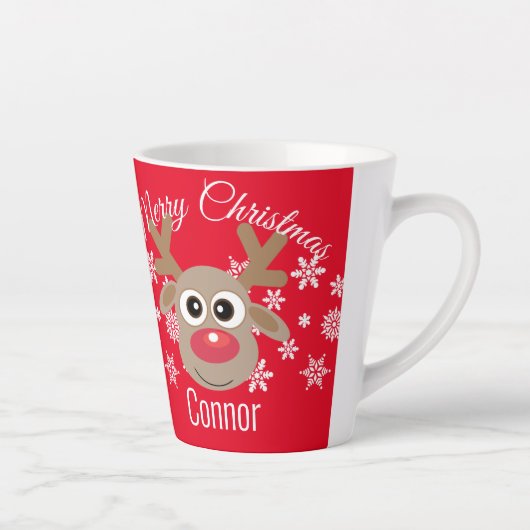 Weihnachten Niedlich Rentier Script Typ Snowflake  Milchtasse (Rechts)
