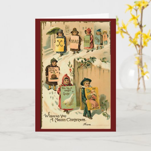 Weihnachten Niedlich Retro Kinder Personalisiert Karte (Gelbe Blume)