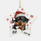 Weihnachten Niedlich Rottweiler Hund Personalisier Keramik Ornament (Vorne)