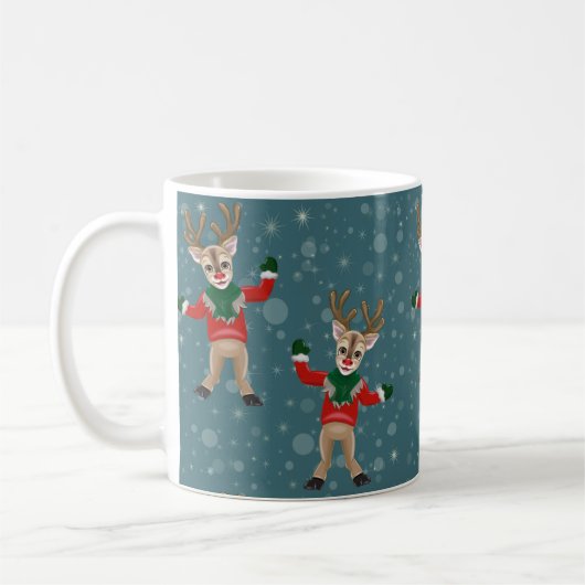 Weihnachten Niedlich Rudolph the Red nosed Rentier Kaffeetasse (Links)