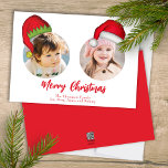 Weihnachten Niedlich Santa Elf Funny Whimsical 2 F<br><div class="desc">Jolly Santa Claus und whimsical und niedlich Jolly Elf aus dem Nordpol. Dieses Whimsical und Fun Multi Foto Weihnachtskartentablett hat ein 3 Foto Layout. Mit diesem lustigen und niedlichen Design mit niedlichen Hüten ist es einfach, Fotos zu diesem Layout hinzuzufügen. Wünschen Sie und Ihren ein frohes Weihnachtsfest mit dieser skurrilen...</div>