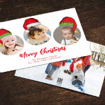 Weihnachten Niedlich Santa Elf Funny Whimsical 4 F<br><div class="desc">Jolly Santa Claus und whimsical und niedlich Jolly Elf aus dem Nordpol. Dieses Whimsical und Fun Multi Foto Weihnachtskartentablett hat ein 3 Foto Layout. Mit diesem lustigen und niedlichen Design mit niedlichen Hüten ist es einfach, Fotos zu diesem Layout hinzuzufügen. Wünschen Sie und Ihren ein frohes Weihnachtsfest mit dieser skurrilen...</div>