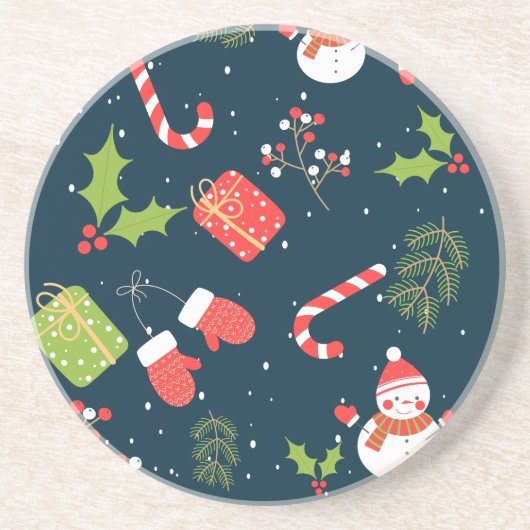 Weihnachten Niedlich Snowman Holiday Pattern Getränkeuntersetzer (Vorne)