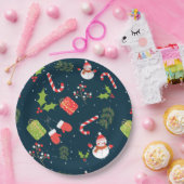 Weihnachten Niedlich Snowman Holiday Pattern Pappteller (Party)
