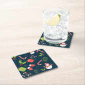 Weihnachten Niedlich Snowman Holiday Pattern Rechteckiger Pappuntersetzer (Vor Ort)