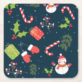 Weihnachten Niedlich Snowman Holiday Pattern Rechteckiger Pappuntersetzer