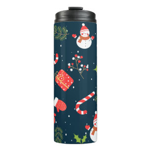 Weihnachten Niedlich Snowman Holiday Pattern Thermosbecher