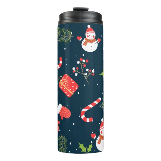 Weihnachten Niedlich Snowman Holiday Pattern Thermosbecher (Vorderseite)