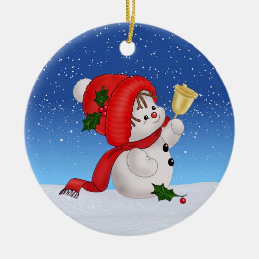 Weihnachten Niedlich Snowman Keramik Ornament (Vorne)