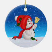 Weihnachten Niedlich Snowman Keramik Ornament (Hinten)