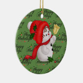 Weihnachten Niedlich Snowman Keramik Ornament (Rechts)