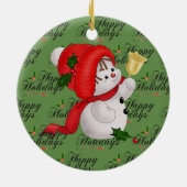Weihnachten Niedlich Snowman Keramik Ornament (Hinten)