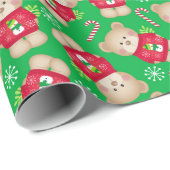 Weihnachten Niedlich Teddy Bears Candy Canes Red G Geschenkpapier (Rolleneckpunkt)