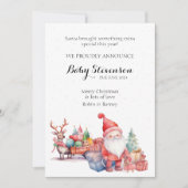 Weihnachten niedliche Aquarellsanta und Rentiere (Vorderseite)