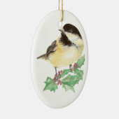 Weihnachten Niedliche Chickadee, Vogel, Holly Wild Keramikornament (Rechts)