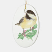 Weihnachten Niedliche Chickadee, Vogel, Holly Wild Keramikornament (Links)