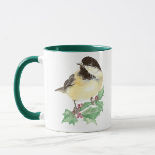 Weihnachten Niedliche Chickadee, Vogel, Holly Wild Tasse