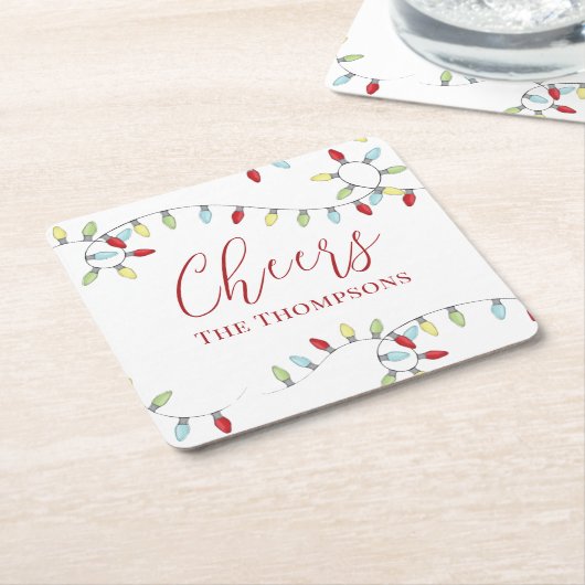 Weihnachten Niedliche einfache, farbige String-Lic Rechteckiger Pappuntersetzer (angewinkelt)