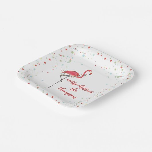 Weihnachten Niedliche Flamingo String Lights Pappteller (Gewinkelt)