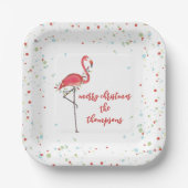 Weihnachten Niedliche Flamingo String Lights Pappteller (Vorderseite)