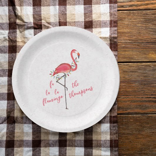 Weihnachten Niedliche Flamingo String Lights Pappteller