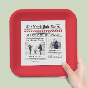 Weihnachten Niedliche Fotocollage Simple Newspapie Pappteller