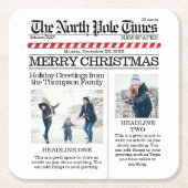 Weihnachten Niedliche Fotocollage Simple Newspapie Rechteckiger Pappuntersetzer (Vorderseite)