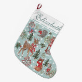 Weihnachten Niedliche Hirschshow Waldtiere Großer Weihnachtsstrumpf (Vorderansicht (hängend))