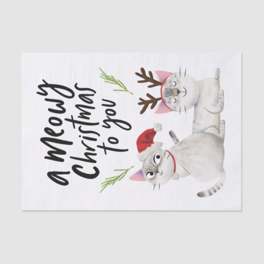 Weihnachten Niedliche Kitty Cat Typografie Seidenpapier (Vorderseite)