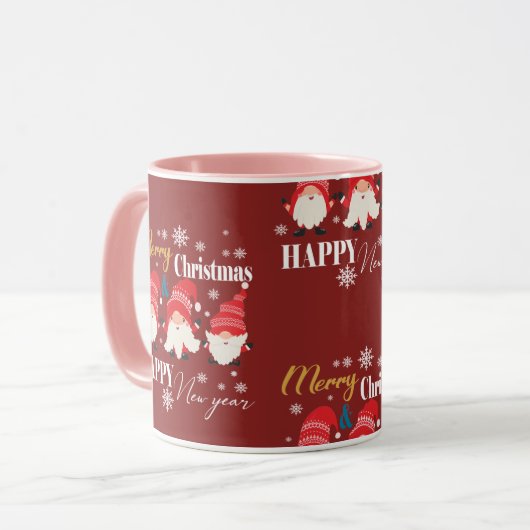 Weihnachten niedliche kleine rote Zwerge Tasse (Vorderseite Links)