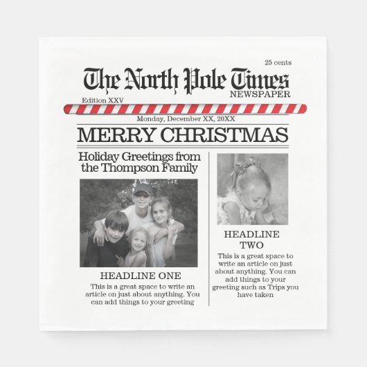 Weihnachten Niedliche Nordpol-Zeit Whimsisches Fot Serviette (Vorderseite)