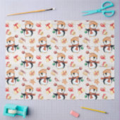 Weihnachten Niedliche Pinguine Rustikales Weißholz Seidenpapier (Basteln)