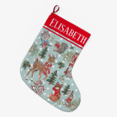 Weihnachten Niedliche Rentierschneetiere Großer Weihnachtsstrumpf (Vorderansicht (hängend))